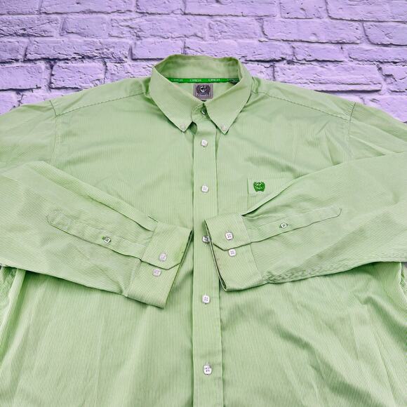 NOT FOR SALE       CINCH Men's Long Sleeve Button Down Shirt Large Green - Picture 2 of 9